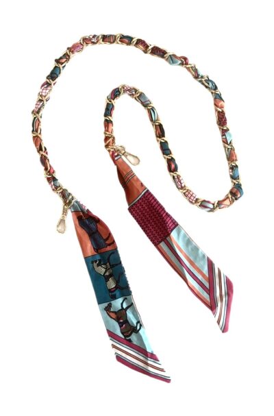 SOCO Long Straps- Orange, Pink & Aqua Horse & carriage pattern