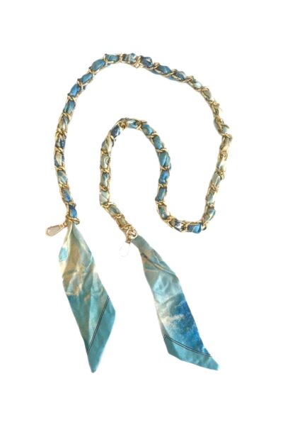 SOCO Long Straps-Aqua and Gold print