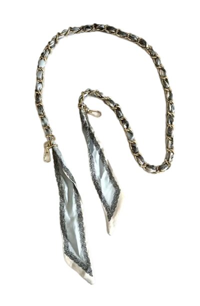 SOCO Long Straps-Light Blue & Black chain link pattern