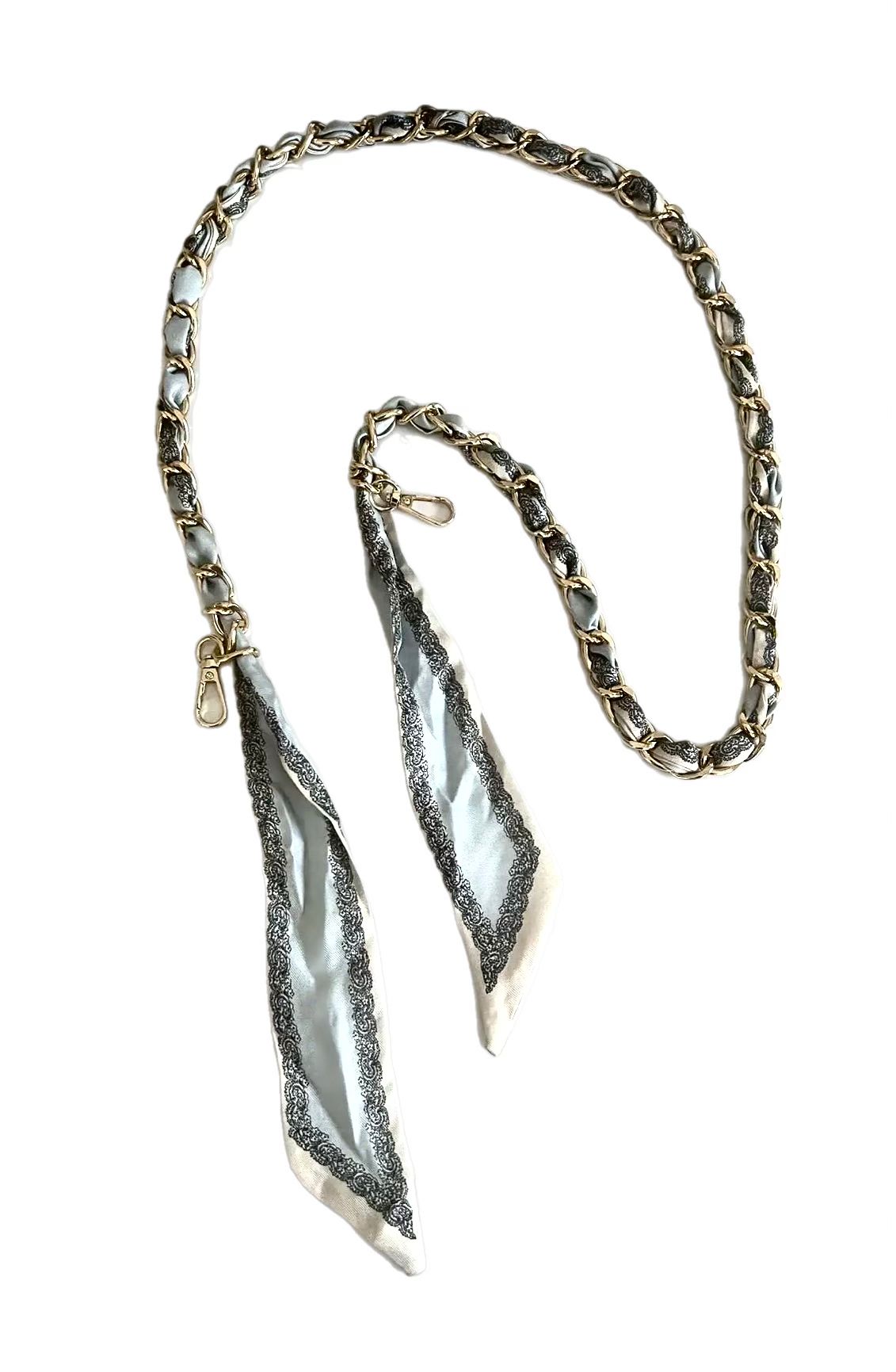 SOCO Long Straps-Light Blue & Black chain link pattern