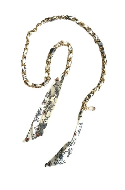 SOCO Long Straps-Cream & Small Orange flower pattern