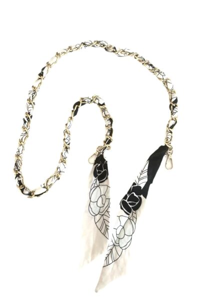 SOCO Long Straps-Cream & Black big flower pattern