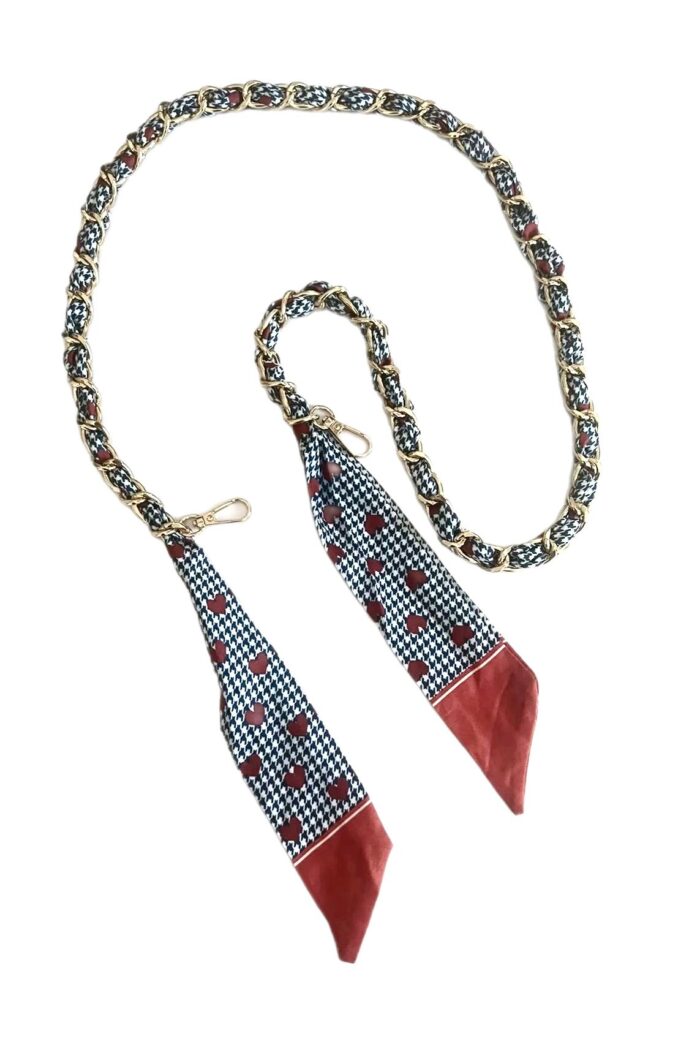 SOCO Long Straps-Blue & Orange heart checker pattern