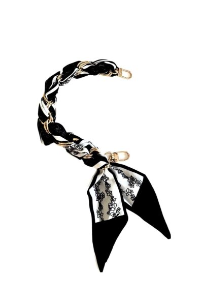 SOCO Scarf strap - Short strap black chain flower-print