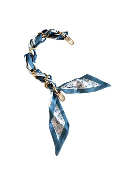 SOCO Scarf strap - Short strap blue flower-print Gold