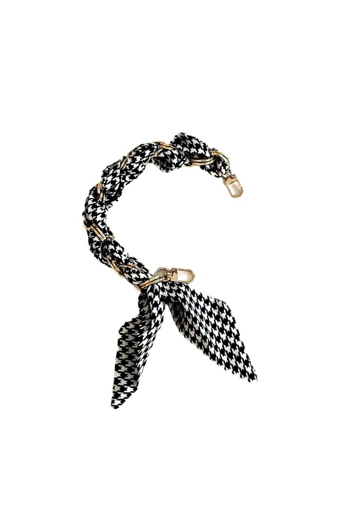 SOCO Scarf strap - Short strap black & white checker Gold