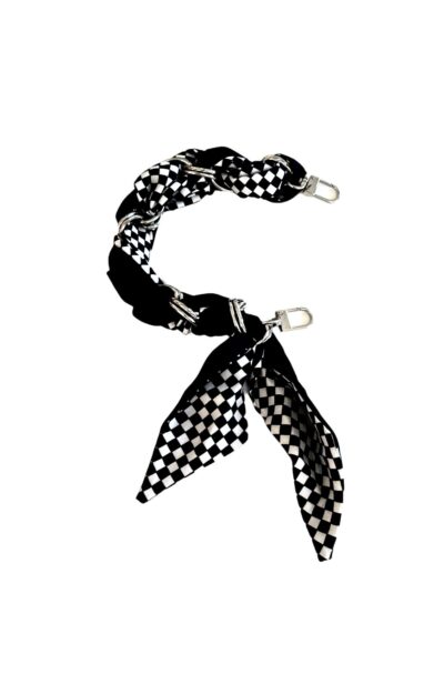 SOCO Scarf strap - Short strap black & white checker silver