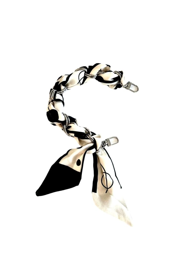 SOCO Scarf strap - Short straps dark green dots silver