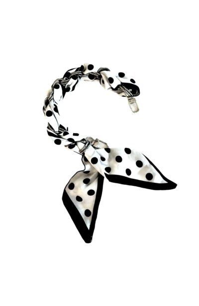 SOCO Scarf strap - Short strap black & white dots silver