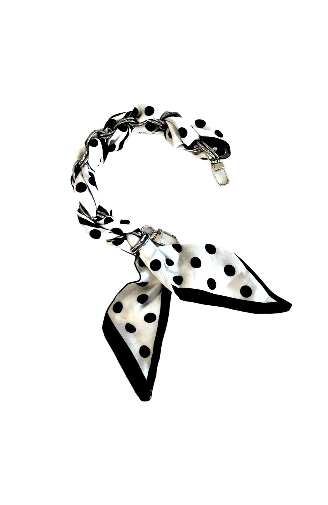 SOCO Scarf strap - Short strap black & white dots silver