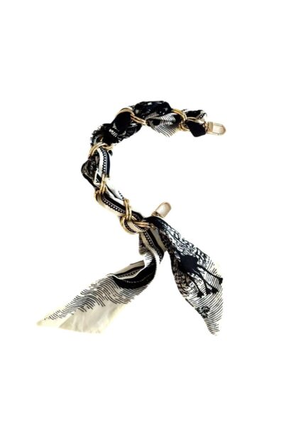 SOCO Scarf strap - Short strap black chain print- Gold