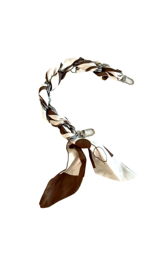 SOCO Scarf strap - Short straps brown dots silver